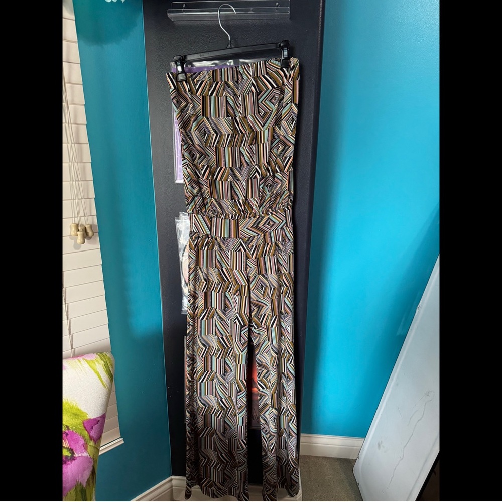 Veronica M Multicolor Geometric Strapless Jumpsuit